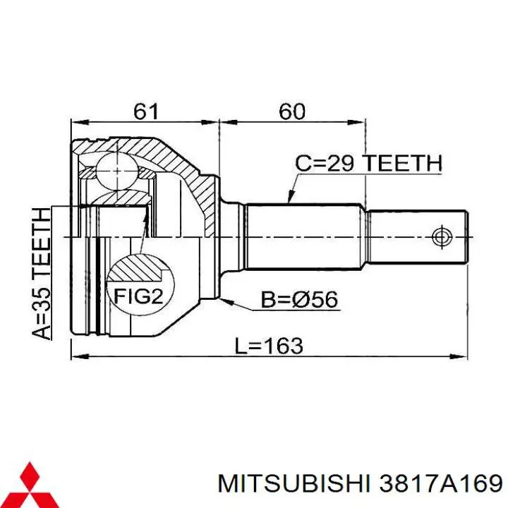 Пыльник ШРУСа передней полуоси наружный Mitsubishi 3817A169