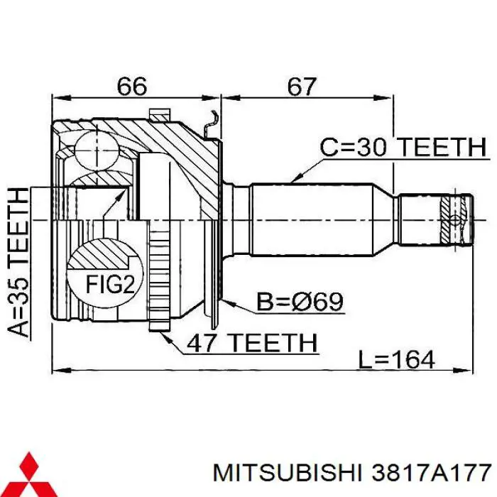 Привод передний левый Mitsubishi 3817A177 цена, от 571.83 USD