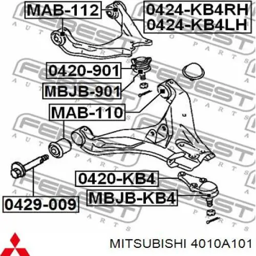 4010A101 Mitsubishi braço oscilante superior esquerdo de suspensão dianteira
