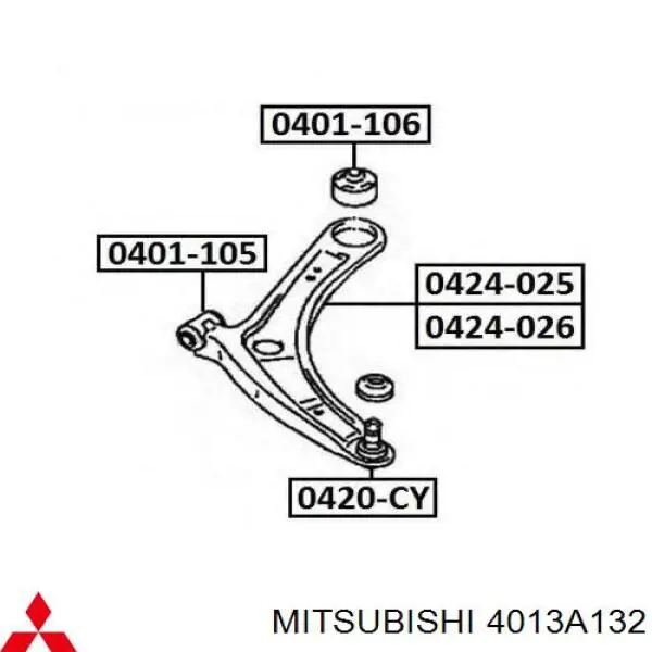 Правый рычаг передней нижней подвески Mitsubishi 4013A132 цена, от 49.78 USD