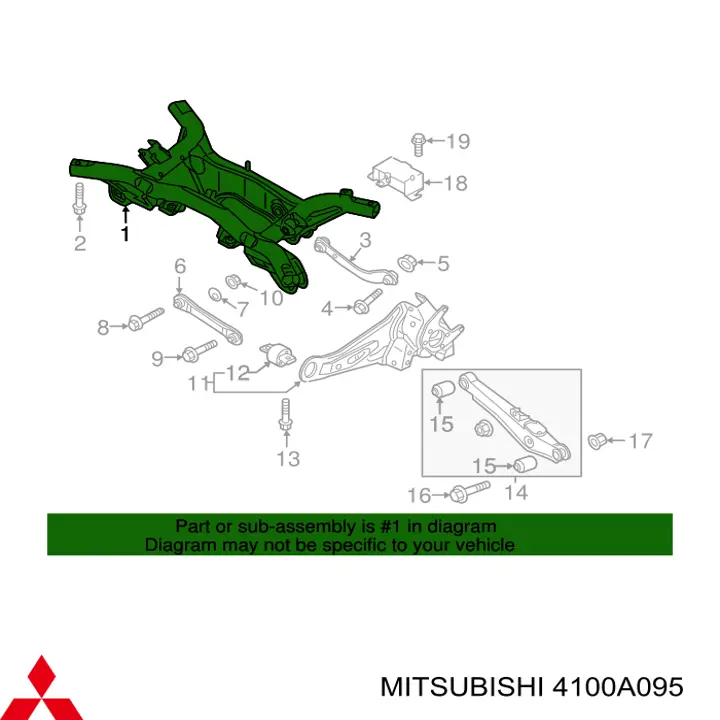 4100A095 Mitsubishi bloco silencioso direito de travessa de fixação de redutor traseiro