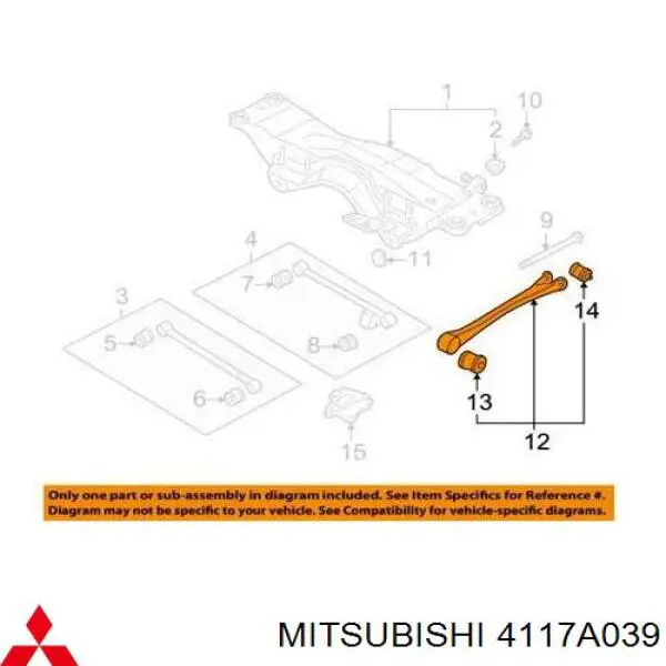 Barra transversal de suspensão traseira MR554111 Mitsubishi