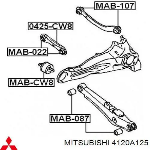 4120A125 Mitsubishi bloco silencioso dianteiro de braço oscilante traseiro longitudinal