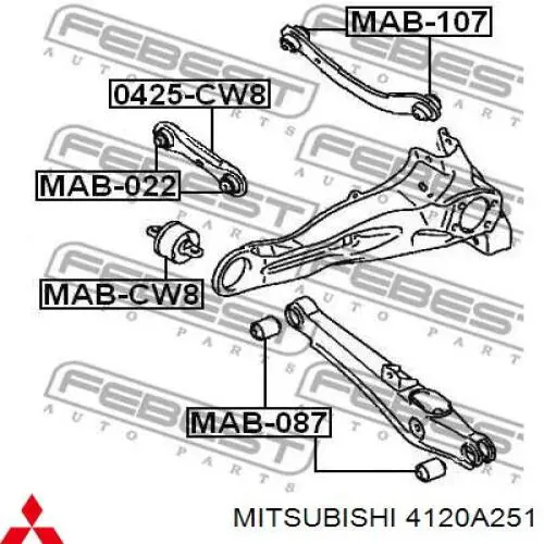Сайлентблок заднего продольного рычага, передний Mitsubishi 4120A251 цена, от 28.30 USD