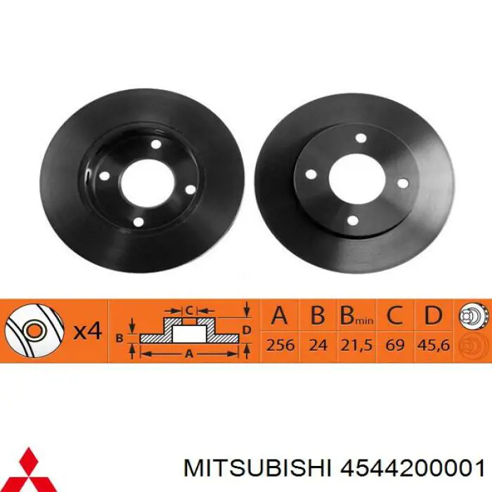 Передние тормозные диски 4544200001 Mitsubishi