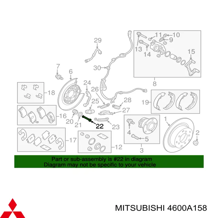 Passador das sapatas do freio de tambor traseiros para Mitsubishi ASX (GA)