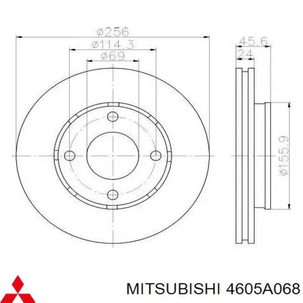 Тормоз дисковый передний Mitsubishi 4605A068 цена, от 14.27 USD