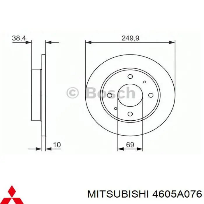 Купить 4605A076 Mitsubishi Диск тормозной задний