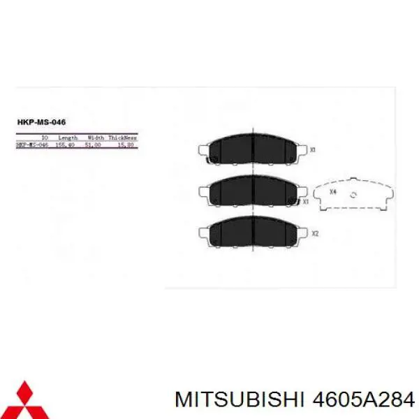 Колодки тормозные передние дисковые MITSUBISHI 4605A284