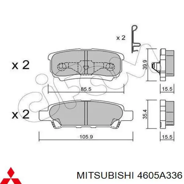 Колодки дисковые  Mitsubishi 4605A336 цена, от 21.54 USD