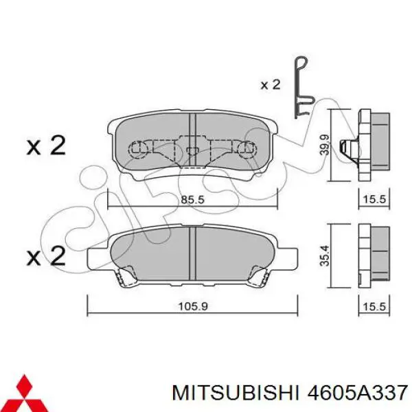 Колодки дисковые  Mitsubishi 4605A337 цена, от 21.54 USD