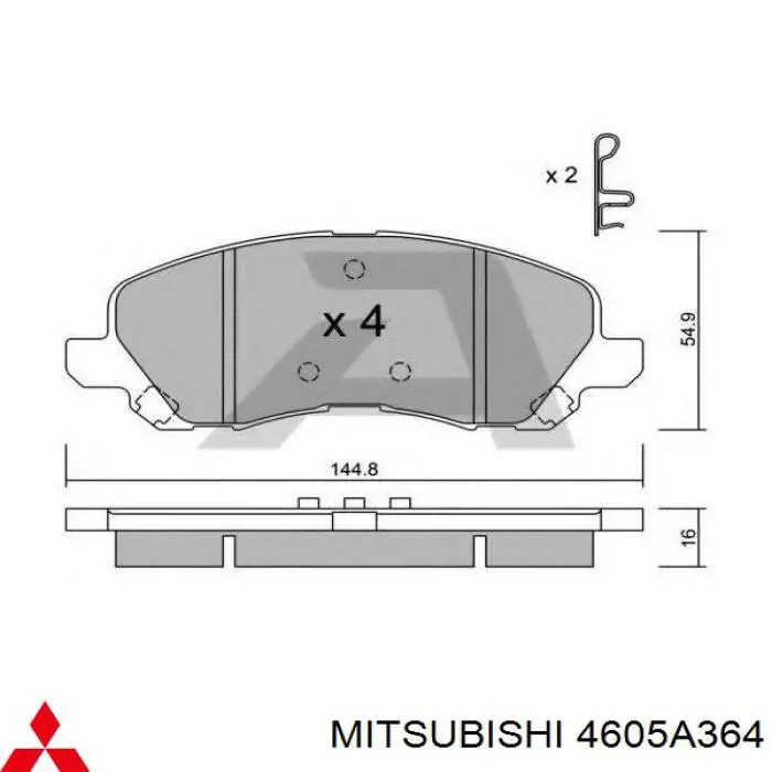 Купить 4605A364 Mitsubishi Колодки тормозные