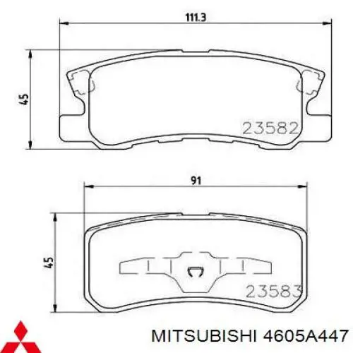 4605A447 Mitsubishi колодки тормозные задние дисковые