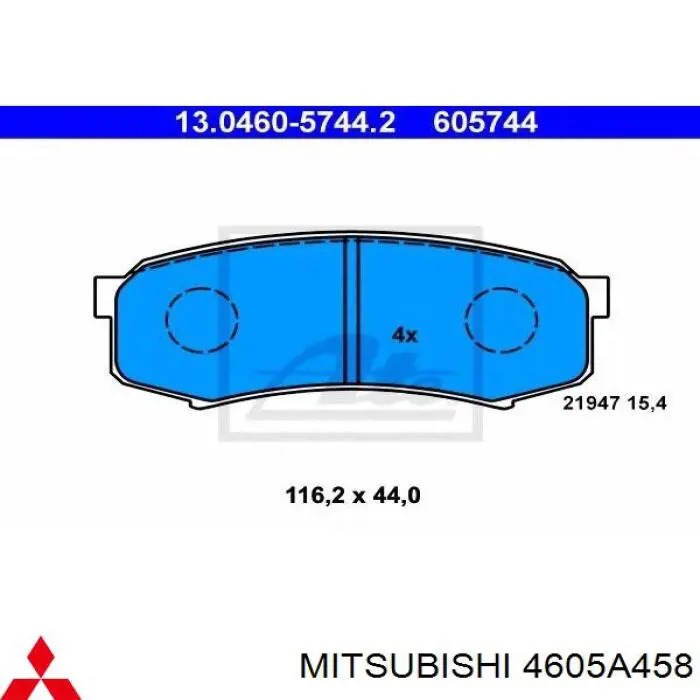 4605A458 Mitsubishi колодки тормозные задние дисковые