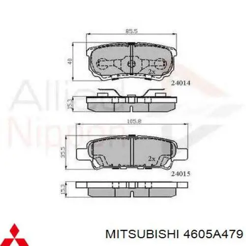 Sapatas do freio traseiras de disco 4605A479 Mitsubishi