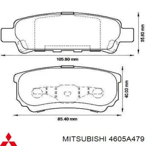 Колодки гальмові задні, дискові 4605A479 Mitsubishi