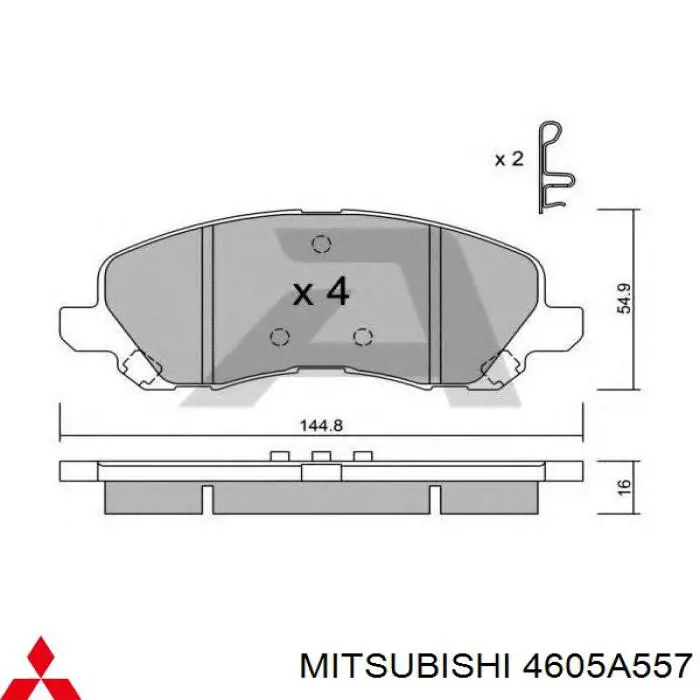 Колодки тормозные передние дисковые MITSUBISHI 4605A557