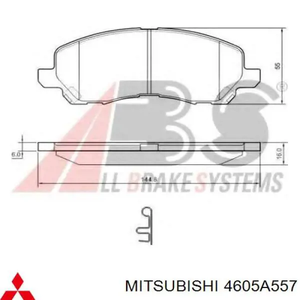 Передние тормозные колодки 4605A557 Mitsubishi