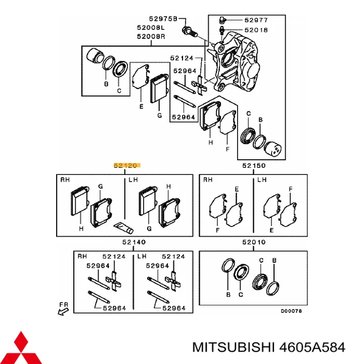 Pastillas de freno traseras 4605A584 Mitsubishi