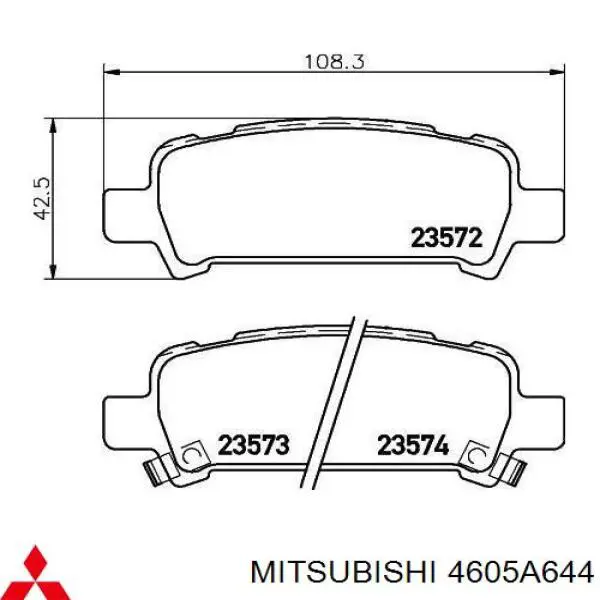 4605A644 Mitsubishi колодки тормозные задние дисковые