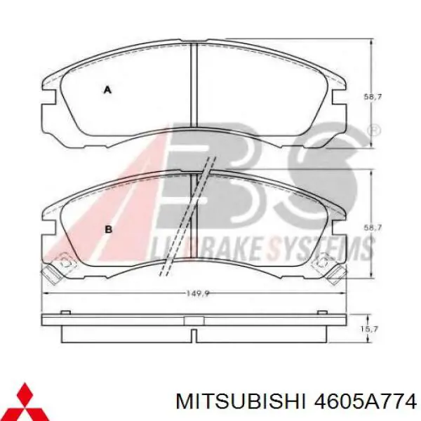 4605A774 Mitsubishi передние тормозные колодки