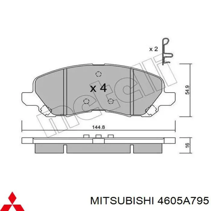 4605A795 Mitsubishi Sapatas do freio dianteiras de disco