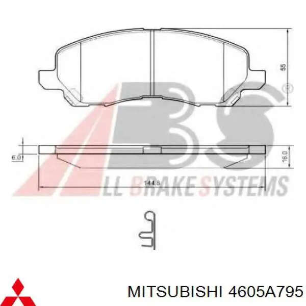 4605A795 Mitsubishi Sapatas do freio dianteiras de disco
