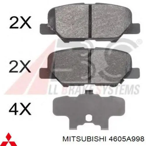 4605A998 Mitsubishi колодки тормозные задние дисковые
