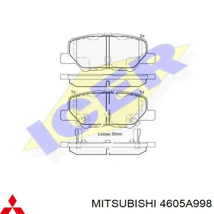 Купить 4605A998 Mitsubishi Колодки тормозные задние, дисковые