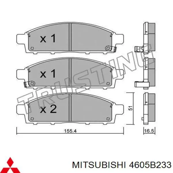 Передние тормозные колодки 4605B233 Mitsubishi