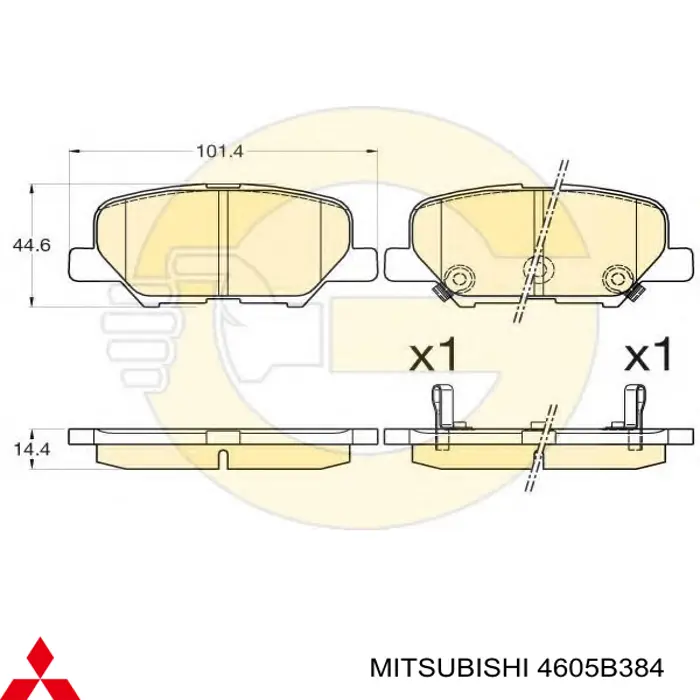 Задние тормозные колодки 4605B384 Mitsubishi