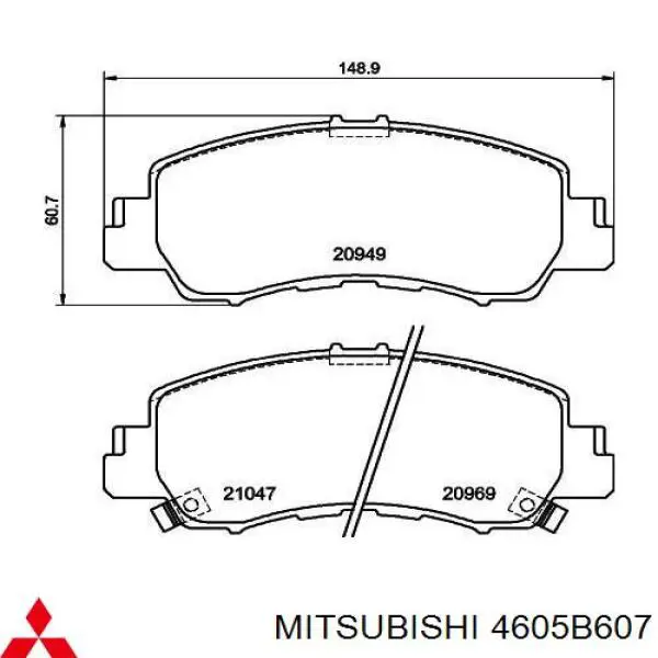 4605B607 Mitsubishi передние тормозные колодки