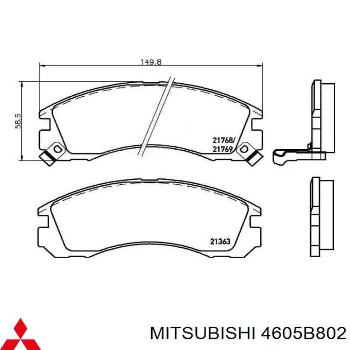 Передние тормозные колодки 4605B802 Mitsubishi