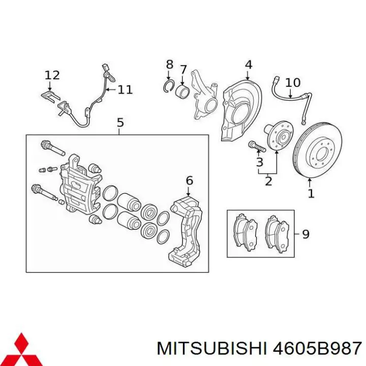 4605B987 Mitsubishi sapatas do freio traseiras de disco