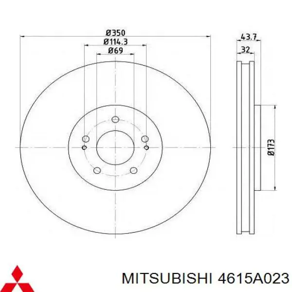 Передние тормозные диски 4615A023 Mitsubishi