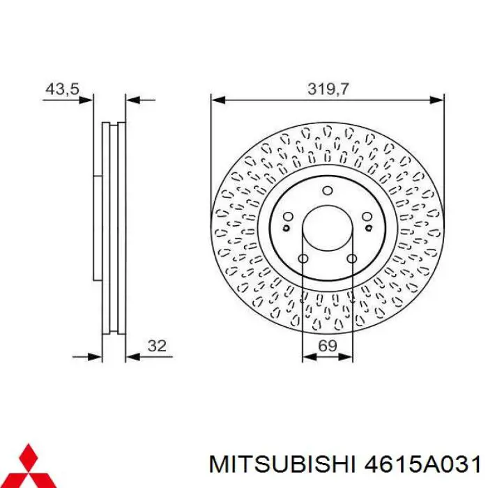 Тормоз дисковый передний Mitsubishi 4615A031 цена, от 49.43 USD