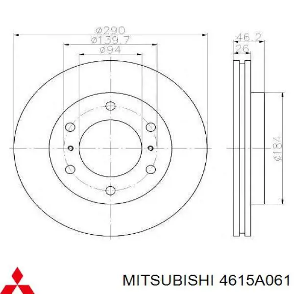 Передний тормозной диск Mitsubishi 4615A061