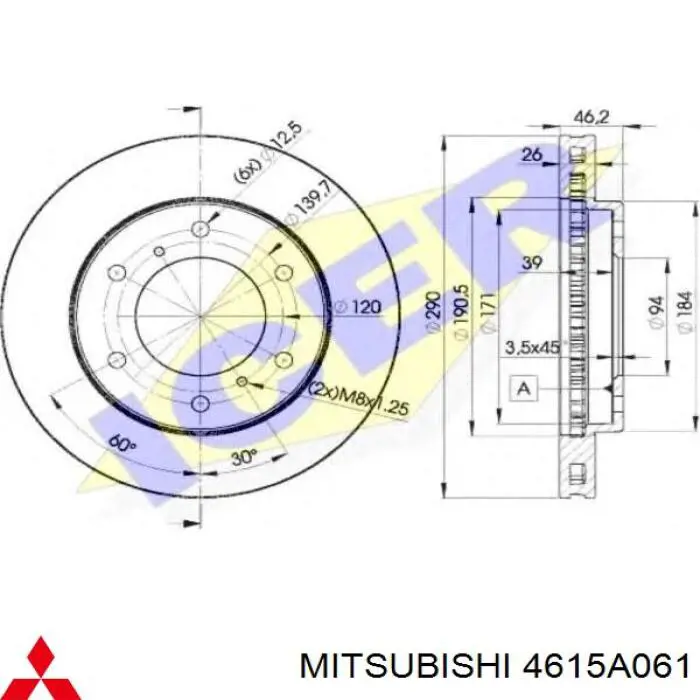4615A061 Mitsubishi Диск тормозной передний