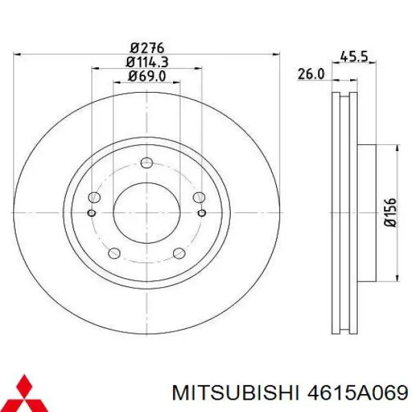 Передний тормозной диск Mitsubishi 4615A069