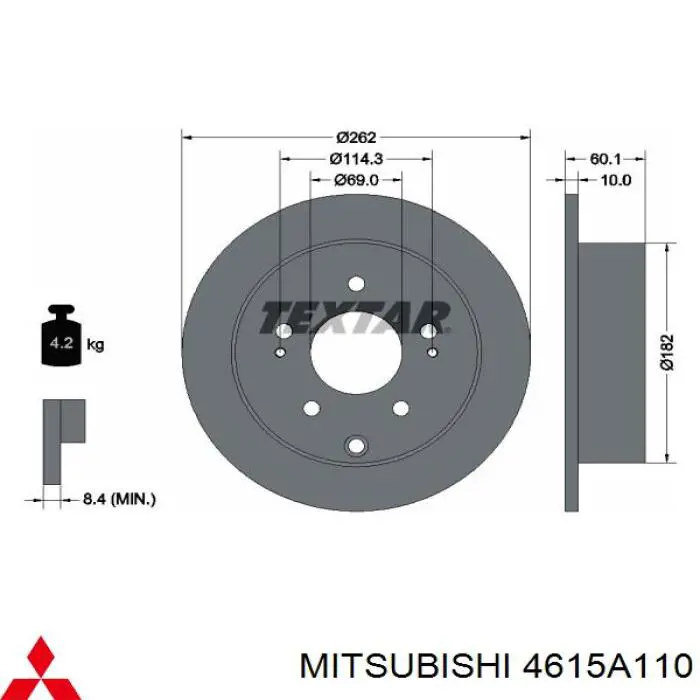 Купить 4615A110 Mitsubishi Диск тормозной задний