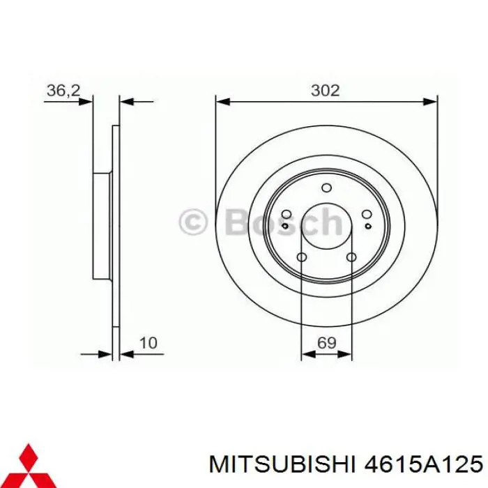 Диск тормозной задний Mitsubishi 4615A125