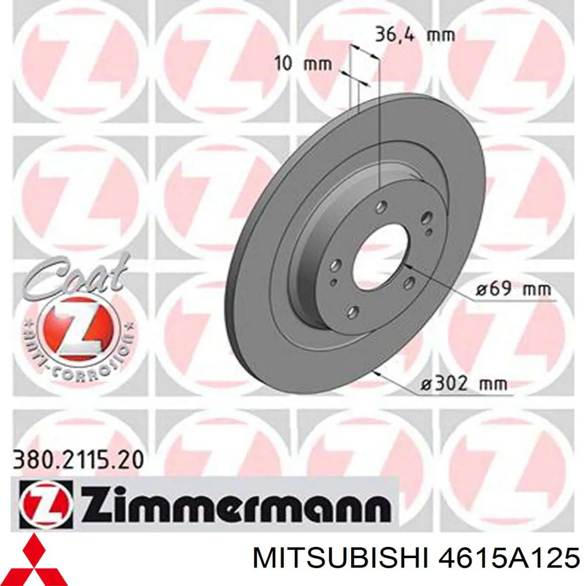 Купить 4615A125 Mitsubishi Диск тормозной задний
