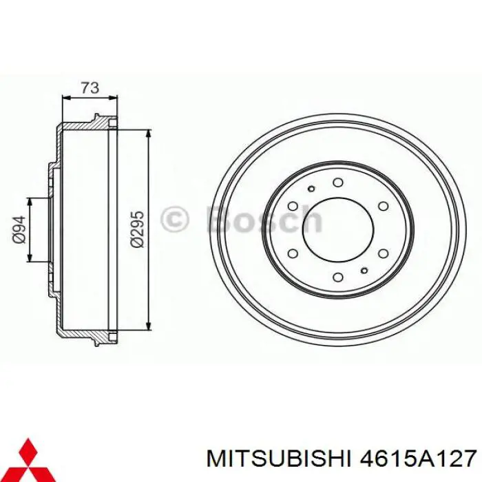 Freno de tambor trasero 4615A127 Mitsubishi