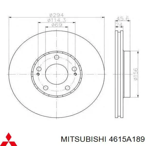 4615A189 Mitsubishi диск тормозной передний