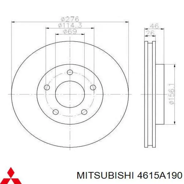 4615A190 Mitsubishi диск тормозной передний