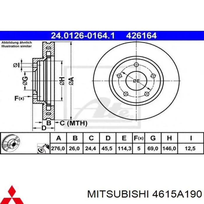 Тормоз дисковый передний Mitsubishi 4615A190 цена, от 35.79 USD