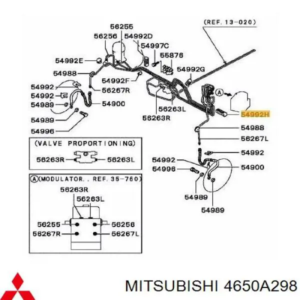 4650A298 Mitsubishi Скоба тормозной трубки