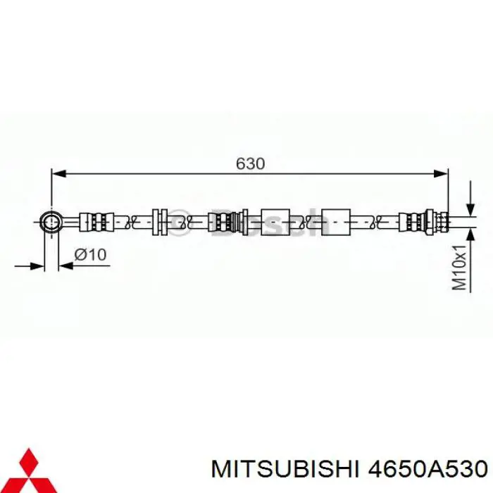 Купить 4650A530 Mitsubishi Шланг тормозной передний, правый