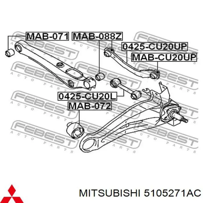 Сайлентблок заднего поперечного рычага наружный Mitsubishi 5105271AC