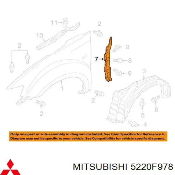 Щиток грязезащитный передней арки крыла на Mitsubishi Outlander GF, GG